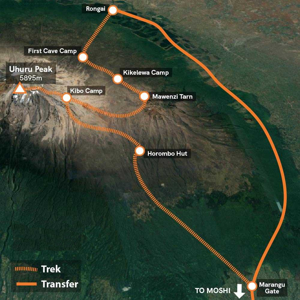 PM Africa Safari = Rongai Route Map